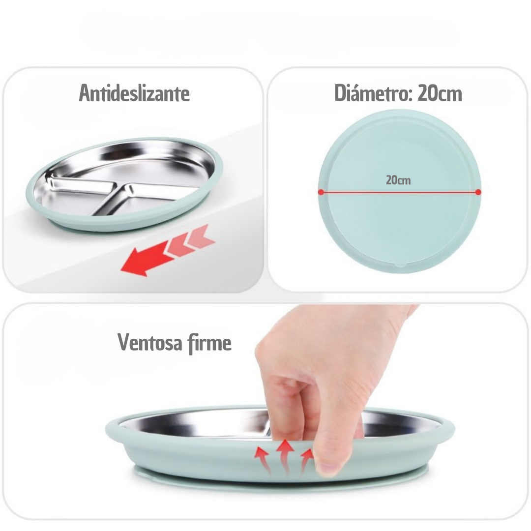 Platos de Acero con Ventosa de Silicona